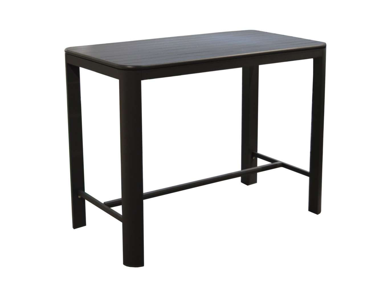 Ensemble table haute EOS 100% Alu 140 cm graphite + 4 chaises hautes EOS rouge
