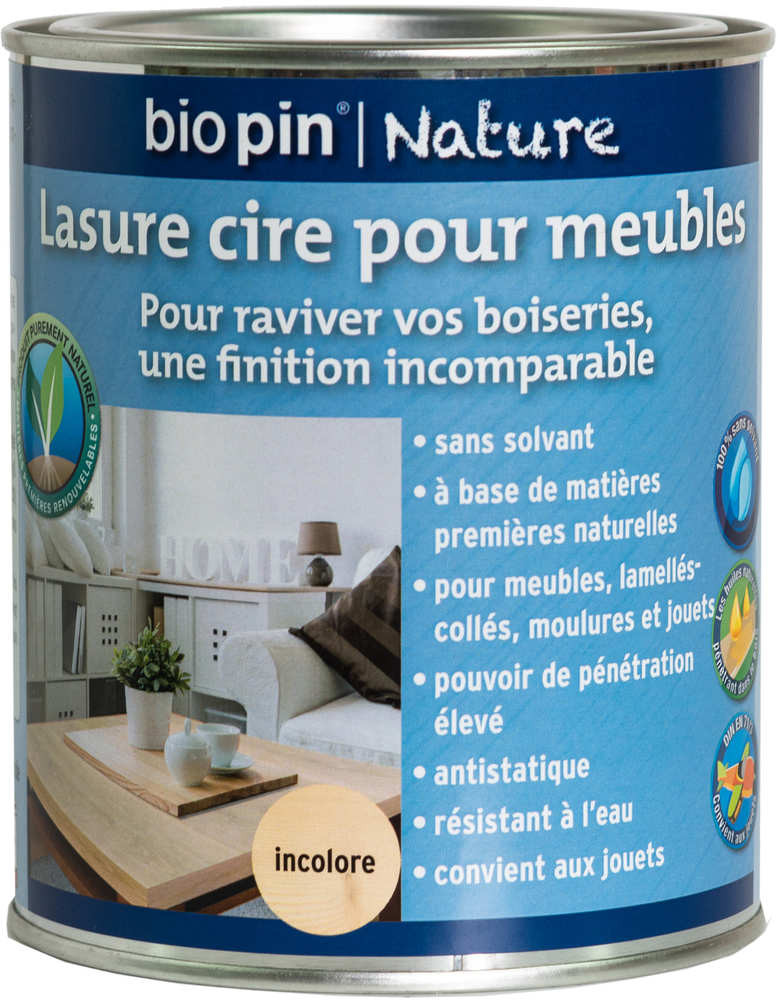Lasure cire naturelle pour meubles 0,75 L - Incolore