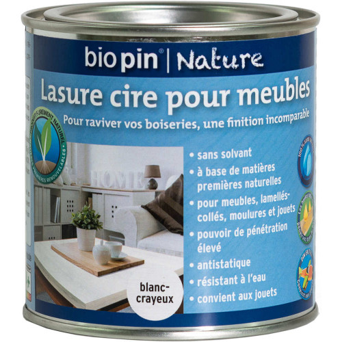 Lasure cire naturelle pour meubles 0,375 L - Blanc-crayeux - Biopin Nature