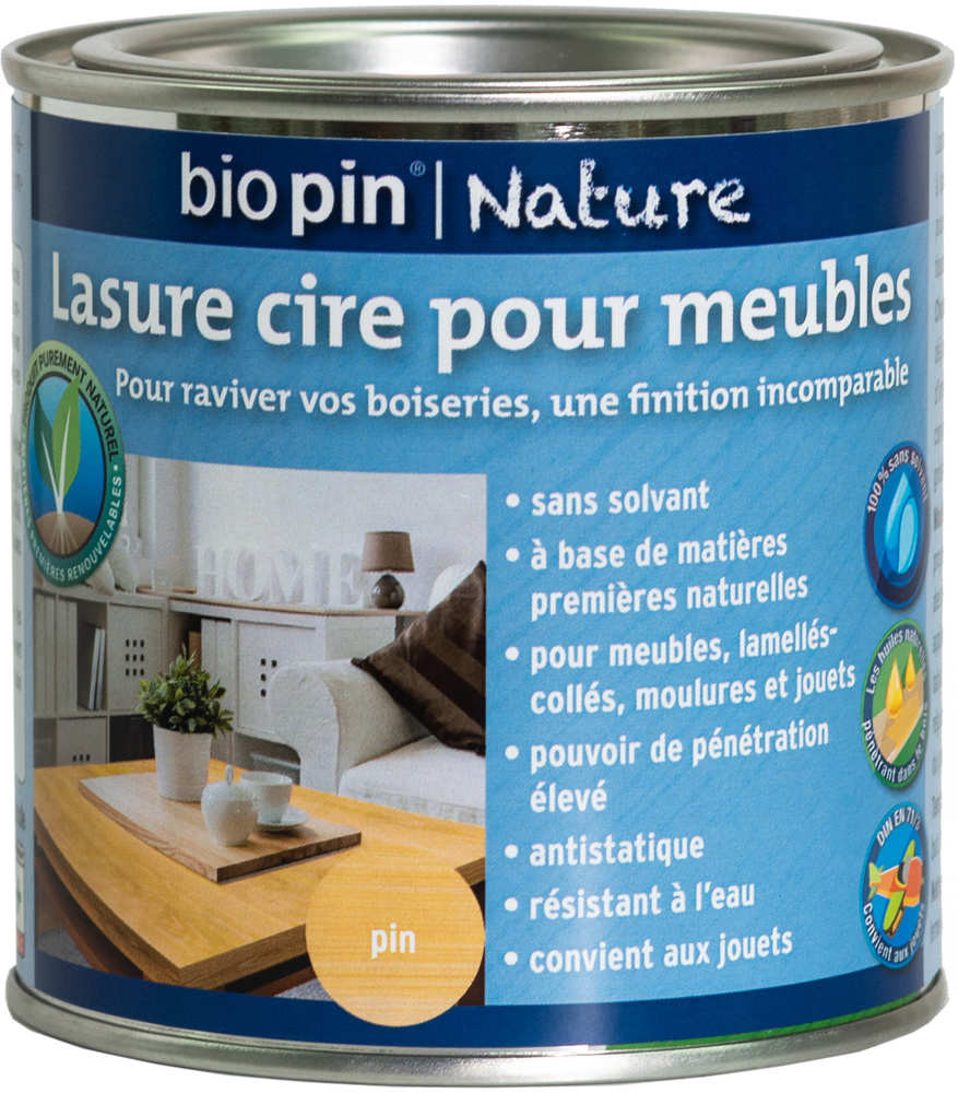 Lasure cire naturelle pour meubles 0,375 L - Pin