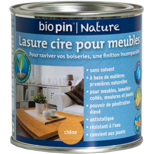 Lasure cire naturelle pour meubles 0,375 L - Chêne - Biopin Nature