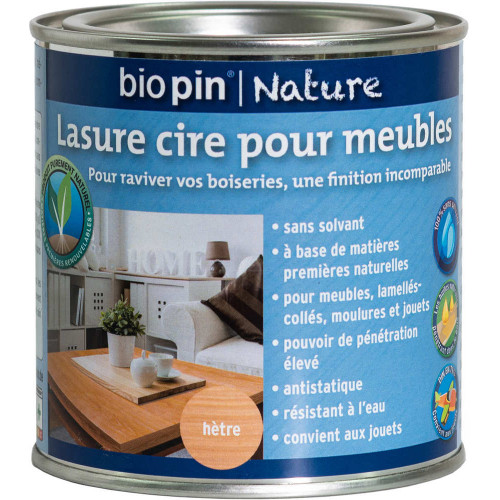 Lasure cire naturelle pour meubles 0,375 L - Hètre - Biopin Nature