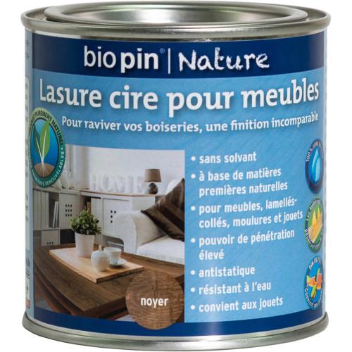Lasure cire naturelle pour meubles 0,375 L - Noyer - Biopin Nature