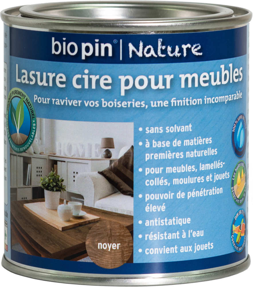 Lasure cire naturelle pour meubles 0,375 L - Noyer