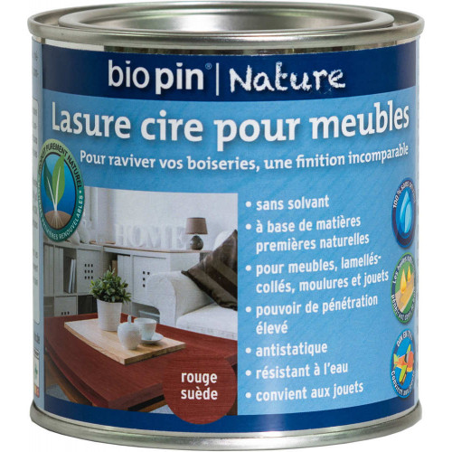 Lasure cire naturelle pour meubles 0,375 L - Rouge suède - Biopin Nature