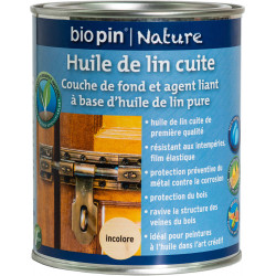 Huile de lin cuite 0,75 L - Incolore - Biopin Nature