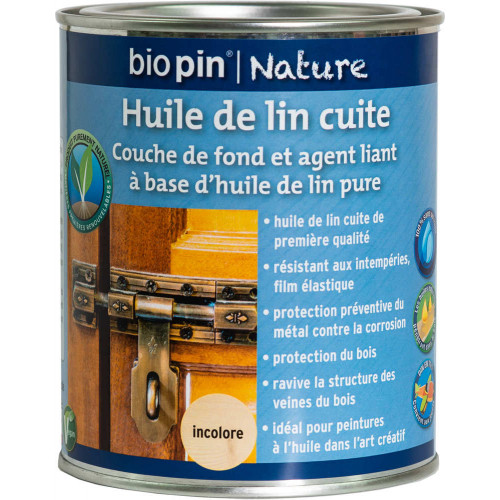 Huile de lin cuite 0,75 L - Incolore - Biopin Nature
