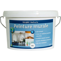 Peinture murale intérieure naturelle 2,5 L - Blanc de marque Biopin Nature, référence: B5248300