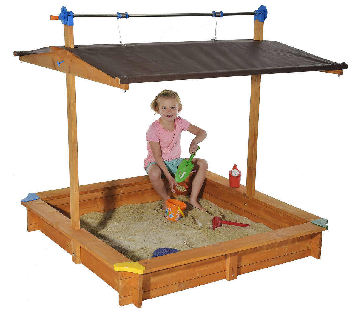 Bac à sable en épicéa sans toit basculant Mickey - L 140 x l 140 x h 130 cm