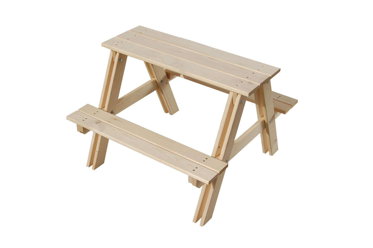 Table de pique-nique pour enfants en pin naturel - 80 x 80 x 48 cm (L x l x h)