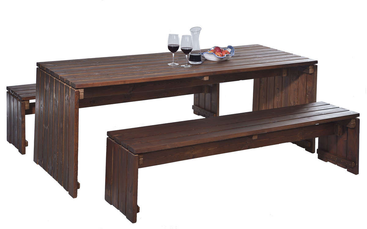 Banc de jardin en bois "Wien" - 170 cm sans dosseret, brun