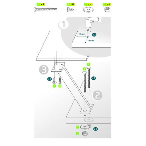 Nordlinger Support Micro-Ondes, Lot de 2, supporte jusqu'à 50kg