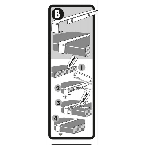 Profil de jonction Bord à Bord,Plan de travail 38mm, Forme 2 quarts de rond, de rayon 0 - 2 mm, Alu - Nordlinger