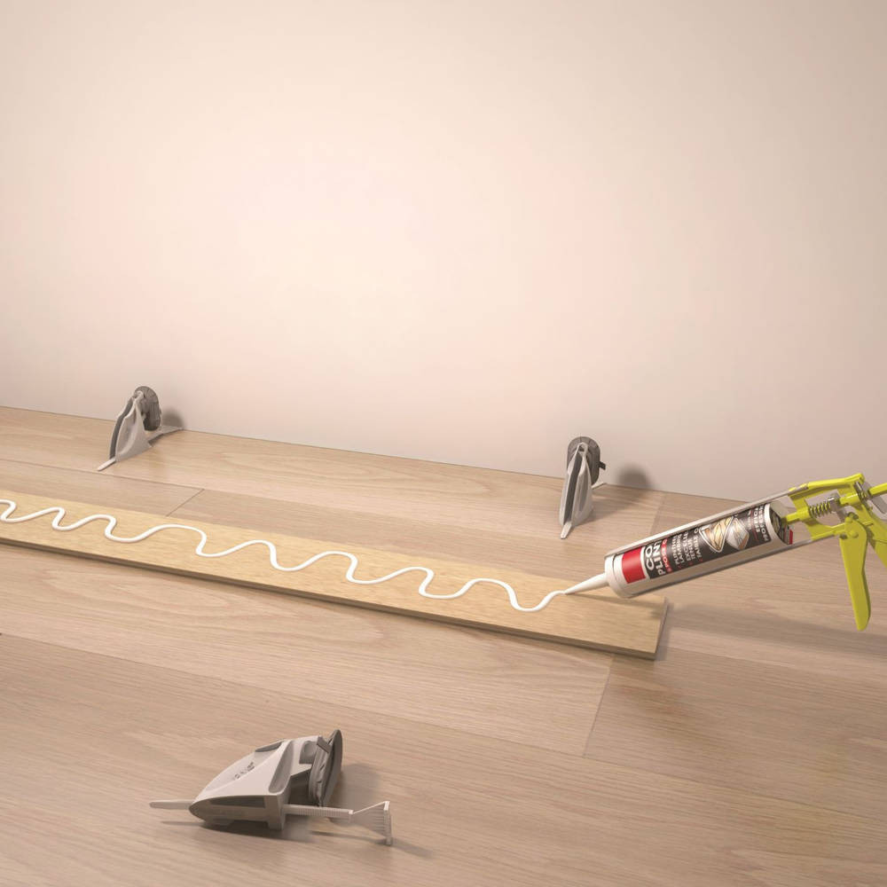 Kit de serrage et de calage pour plinthes, 10supports et 10 languettes