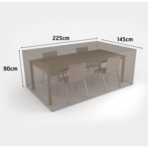 Housse de protection en polyester 225 x 145 x 90 cm - pour table rectangulaire + 4 chaises - 90g/m2 - NORTENE 
