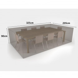 Housse de protection en polyester 325 x 205 x 90 cm - pour table rectangulaire + 8 chaises - 90g/m2 - NORTENE 