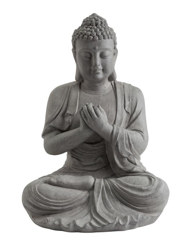 Statue décorative BUDDHA en fibre de verre et argile - 60 cm