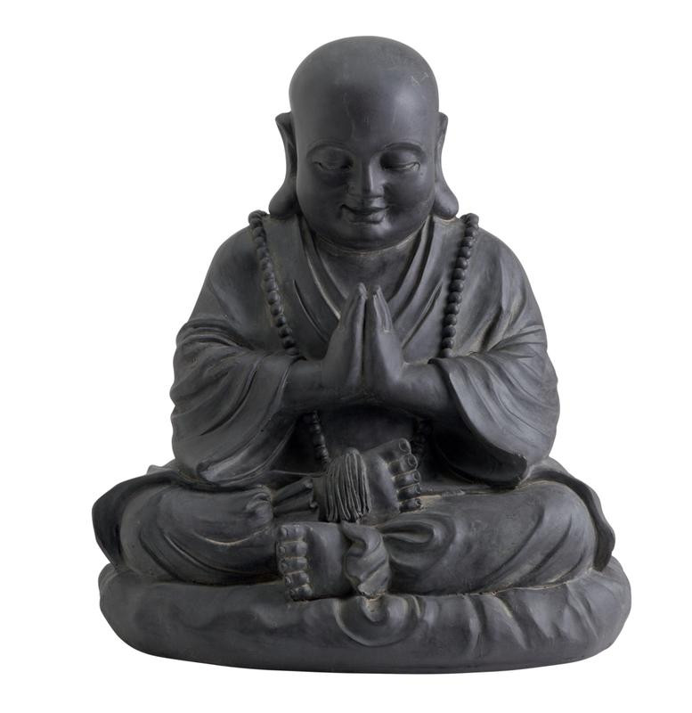 Statue décorative HAPPY BUDDHA en fibre de verre et argile - 53 cm