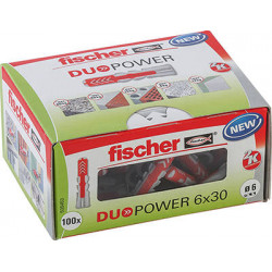 Boîte de 100 Chevilles DUOPOWER 6x30 DIY de marque FISCHER, référence: B5310900