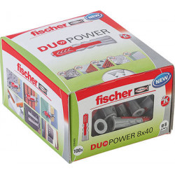 Boîte de 100 Chevilles DUOPOWER 8x40 DIY de marque FISCHER, référence: B5311300