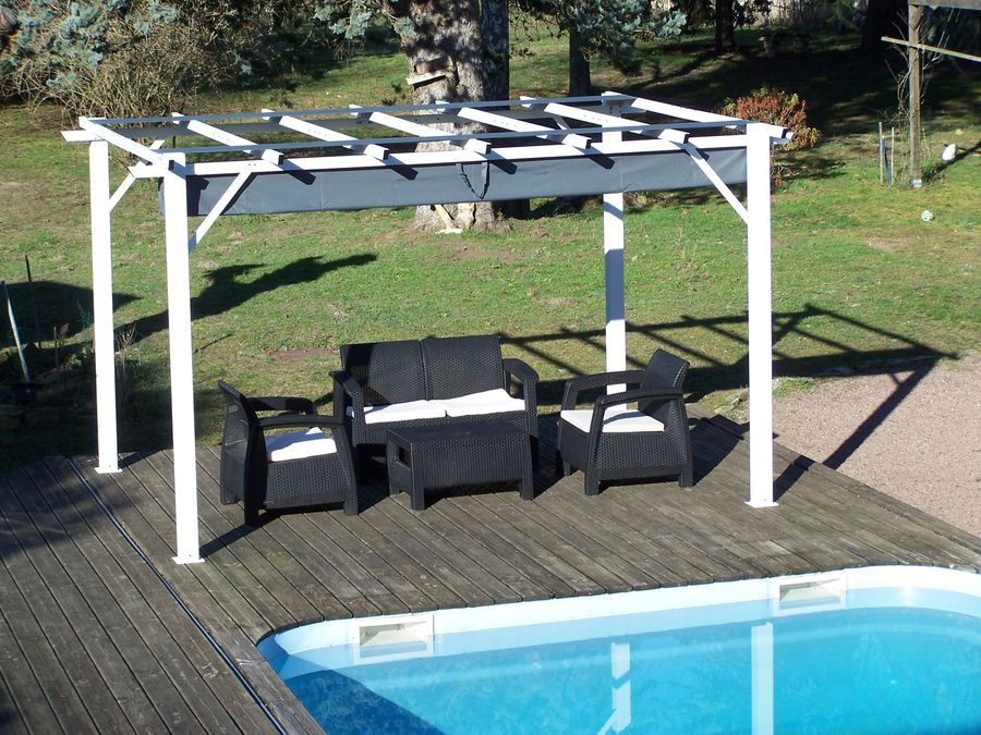 Pergola 100% aluminium couleur grise 12 m2 - structure blanch perle