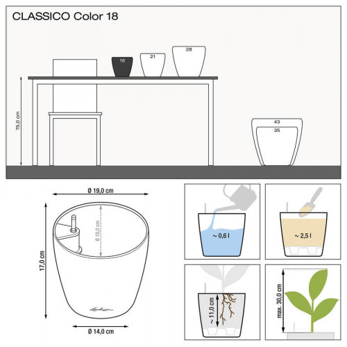 Classico Color 18 - 18x17 cm - kit complet, muscade - LECHUZA