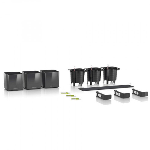 Cube Glossy Green Wall Home kit - 48x14x14 cm - anthracite ultra brillant - LECHUZA