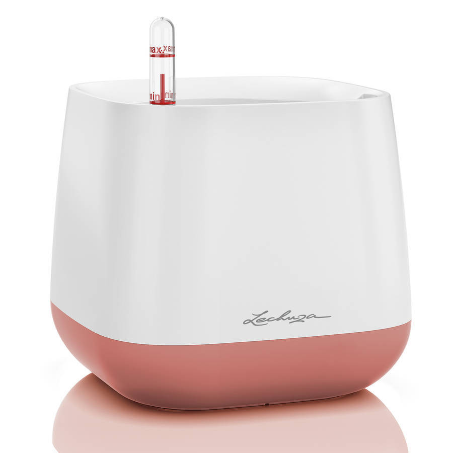 Yula Pot - 17x17x15 cm, blanc/rose poudré satiné