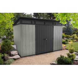 ABRI JARDIN RESINE - BROSSIUM® MONOPENTE 117 - 7,4M² - GRIS de marque CHALET & JARDIN, référence: J5369500