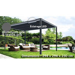 TOIT TERRASSE ALU - Couv'terrasse® E STORE- 9M² - GRIS - CHALET & JARDIN