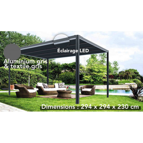 TOIT TERRASSE ALU - Couv'terrasse® E STORE- 9M² - GRIS - CHALET & JARDIN