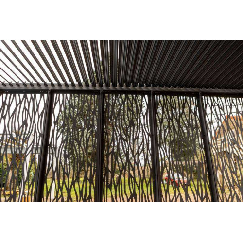 Pergola bioclimatique en aluminium xxl + 5 panneaux- 21,52 m2 - toit en lames mobiles - gris anthracite - HABRITA