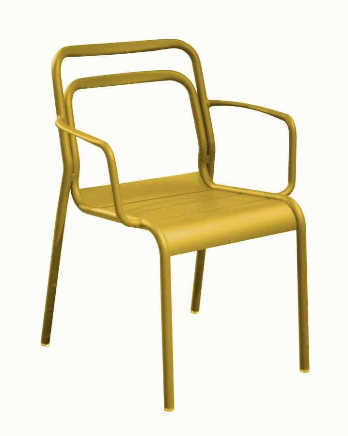 Lot de 6 fauteuils empilables Eos - Alu - Tournesol
