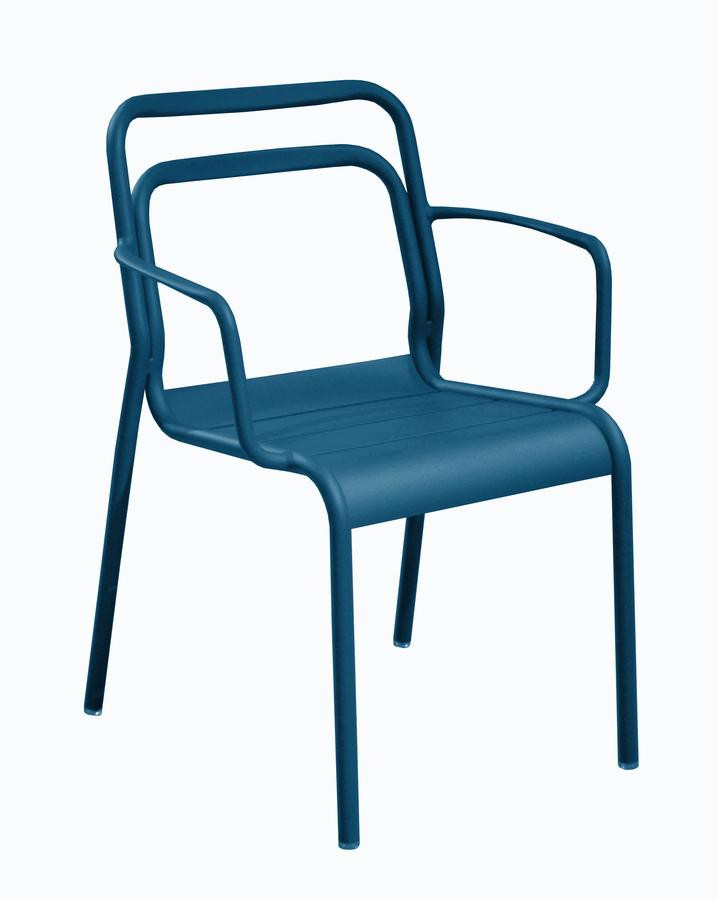Lot de 6 fauteuils empilables Eos - Alu - Bleu nuit