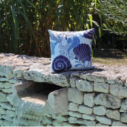 Lot de 2 coussins Motif - 45 x 45 cm - Coquillage bleu - PROLOISIRS