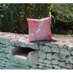 Lot de 2 coussins Motif - 45 x 45 cm - Corail rouge - PROLOISIRS