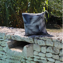 Lot de 2 coussins Motif - 45 x 45 cm - Palmier noir - PROLOISIRS