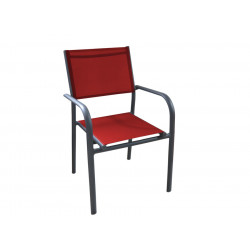 Lot de 6 fauteuils Duca - graphite / rouge - PROLOISIRS