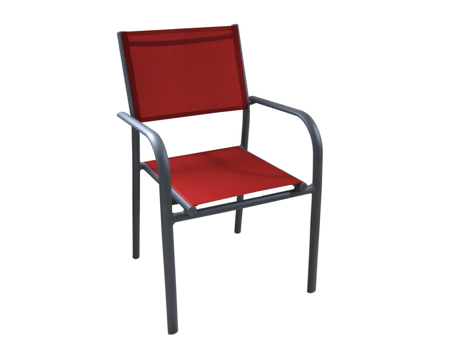 Lot de 6 fauteuils Duca - graphite / rouge