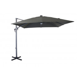 Parasol déporté inclinable NH 2,7 x 2,7m - Gris/gris - avec led - manivelle grade 6 - PROLOISIRS