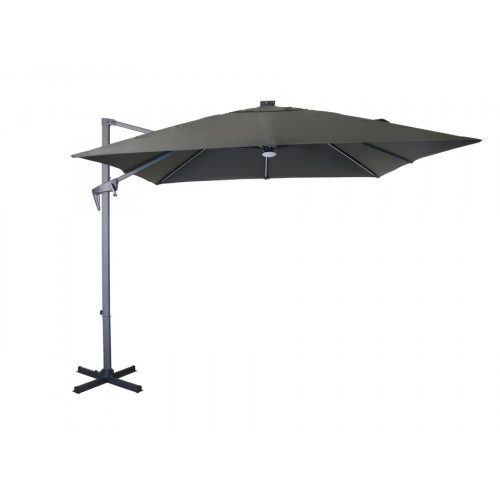 Parasol déporté inclinable NH 2,7 x 2,7m - Gris/gris - avec led - manivelle grade 6 - PROLOISIRS