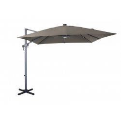 Parasol déporté inclinable NH 2,7 x 2,7m - Gris/taupe - avec led - manivelle grade 6 - PROLOISIRS