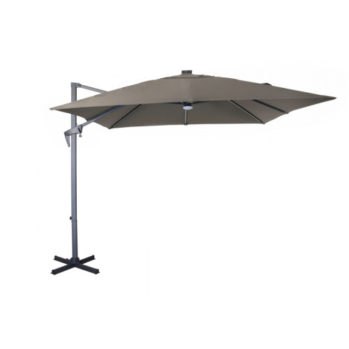 Parasol déporté inclinable NH 2,7 x 2,7m - Gris/taupe - avec led - manivelle grade 6 - PROLOISIRS