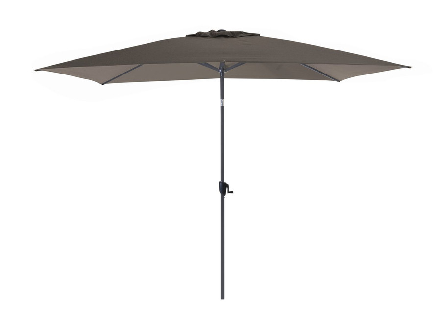 Parasol inclinable alu 300 x 200 cm / 6 baleines - Gris mat / taupe