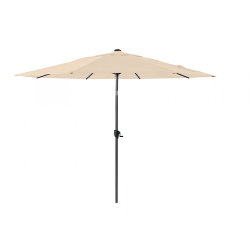 Parasol alu 300 cm / 8 baleines - manivelle - Gris mat / ecru - PROLOISIRS