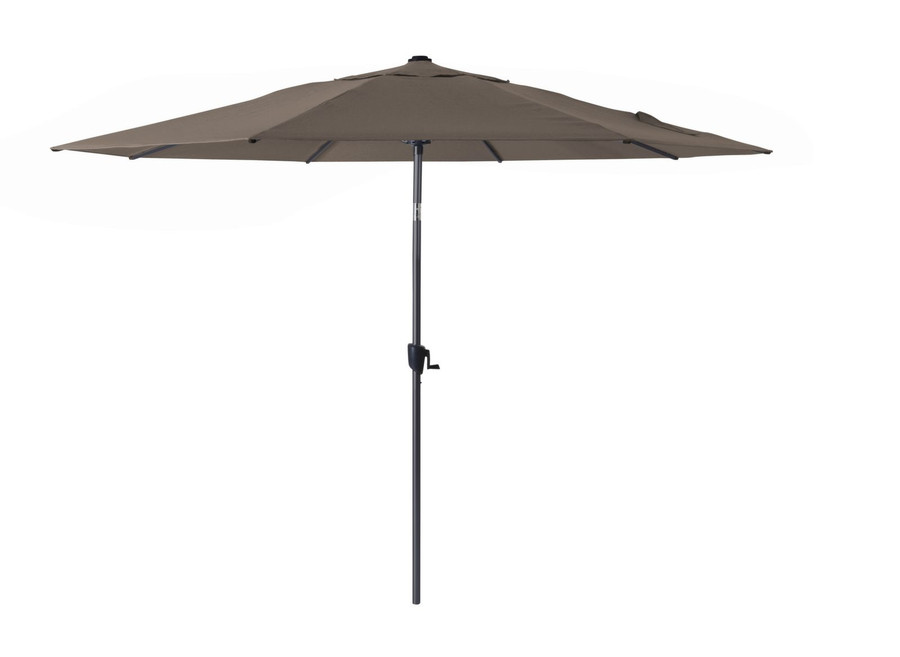 Parasol alu 350 cm / 8 baleines - manivelle - Gris mat / taupe