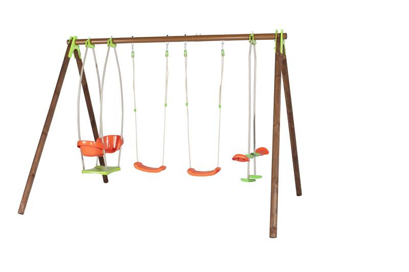 Portique BONGO TECHWOOD - hors tout 7,65 m² - 4 agrès