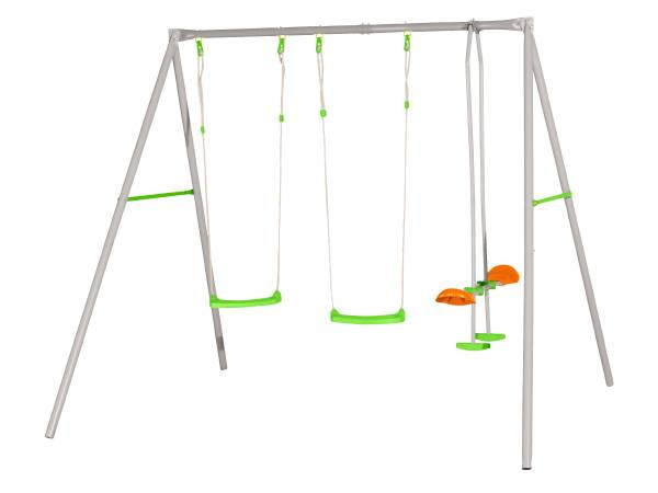 Portique LOUISE AXION - Métal - hors tout 5,55 m² - 3 agrès