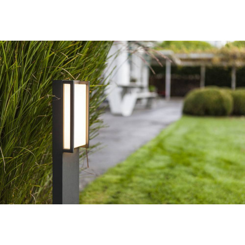 Borne Gris Foncé QUBO, LED Intégrée, 18W, 1100 lumens, 3000K, IP54, 230V, Classe I - CALI