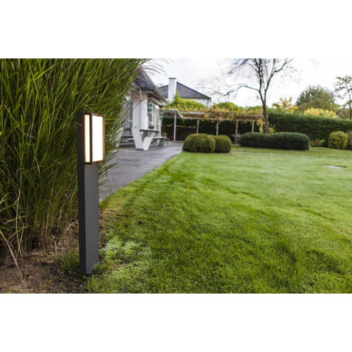 Borne Gris Foncé QUBO, LED Intégrée, 18W, 1100 lumens, 3000K, IP54, 230V, Classe I - CALI